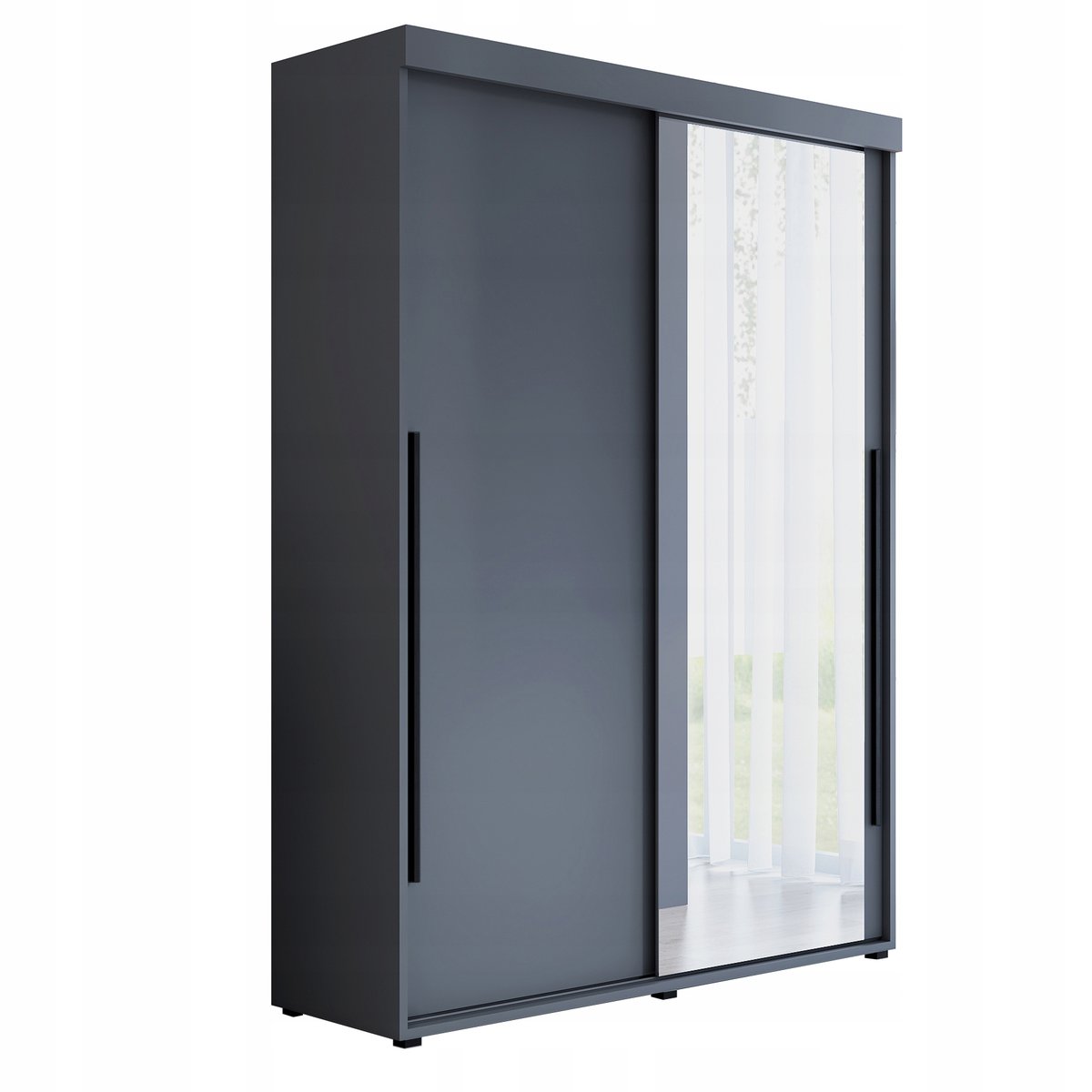 Szafa przesuwna z lustrem ROKO SLIM 1 160x202x45,5 cm Półki Wieszak
