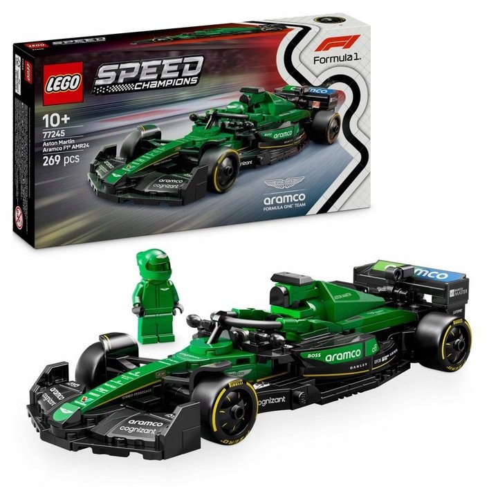 LEGO SPEED - Zielony Samochód bolid formuła 1 Aston Martin Aramco AMR24 F1 LEGO PREZENT DLA CHŁOPCA