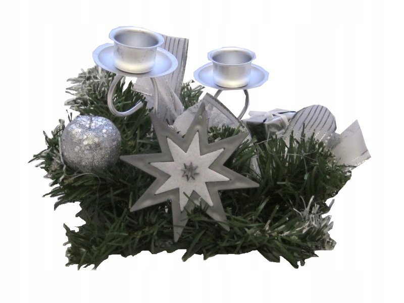 Świecznik świąteczny 15cm Srebrny