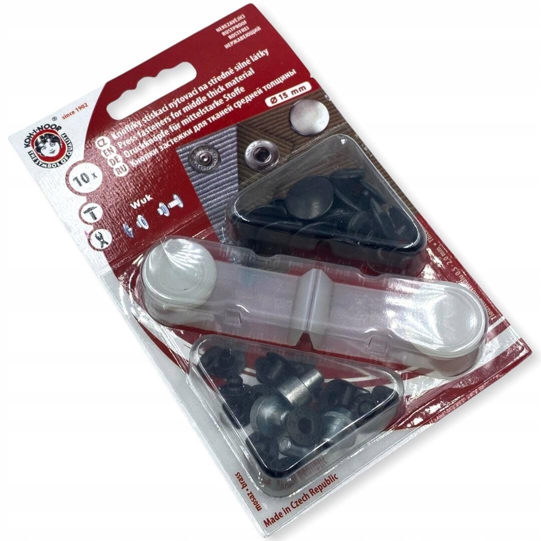 Napy metalowe Wuk czarne 15mm - zestaw