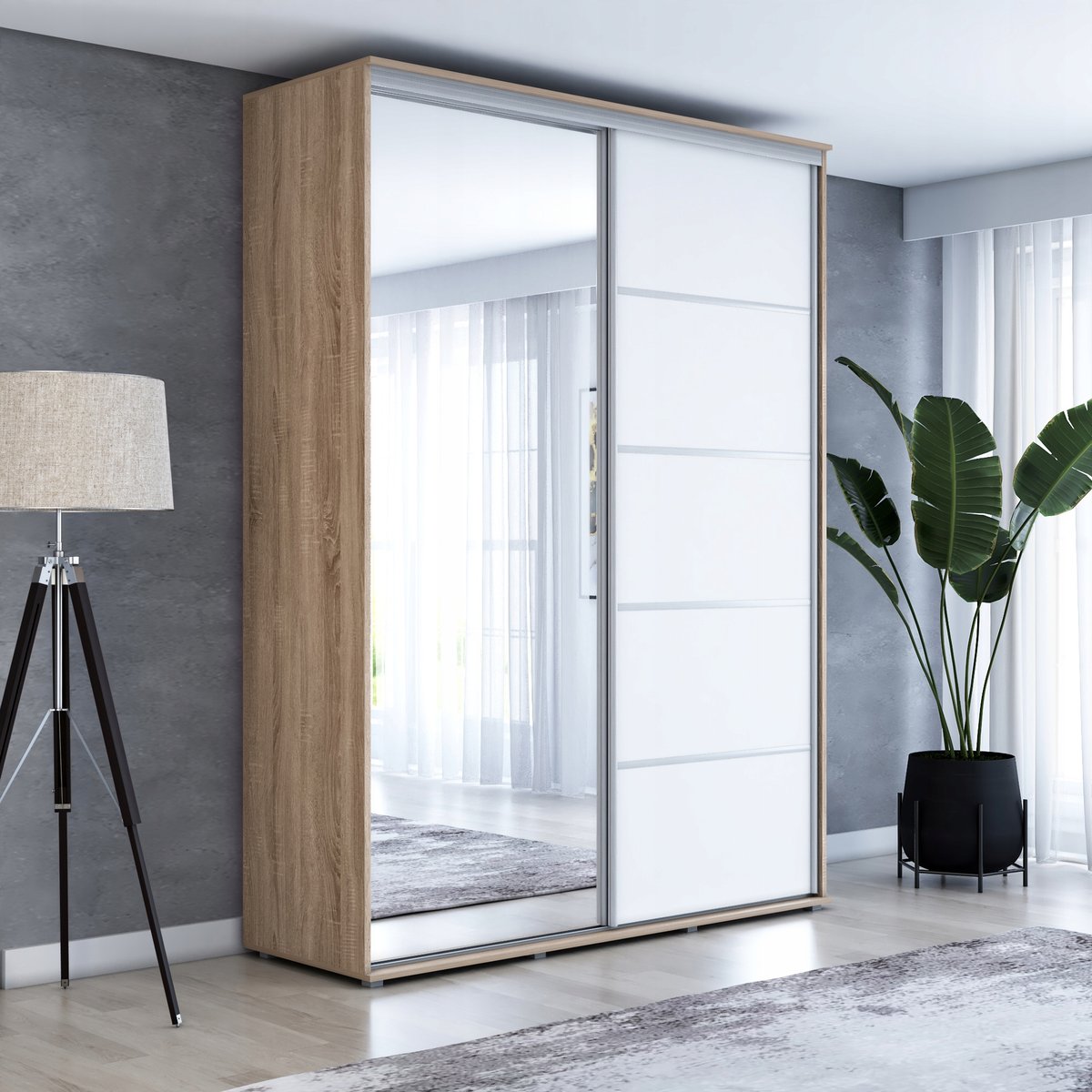 Szafa MAJA 1 ALU przesuwna lustro 190x242