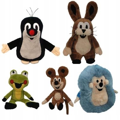 Krecik i przyjaciele: 5 x mini maskotka: Krecik, Żabka, Zając, Jeż, Myszka