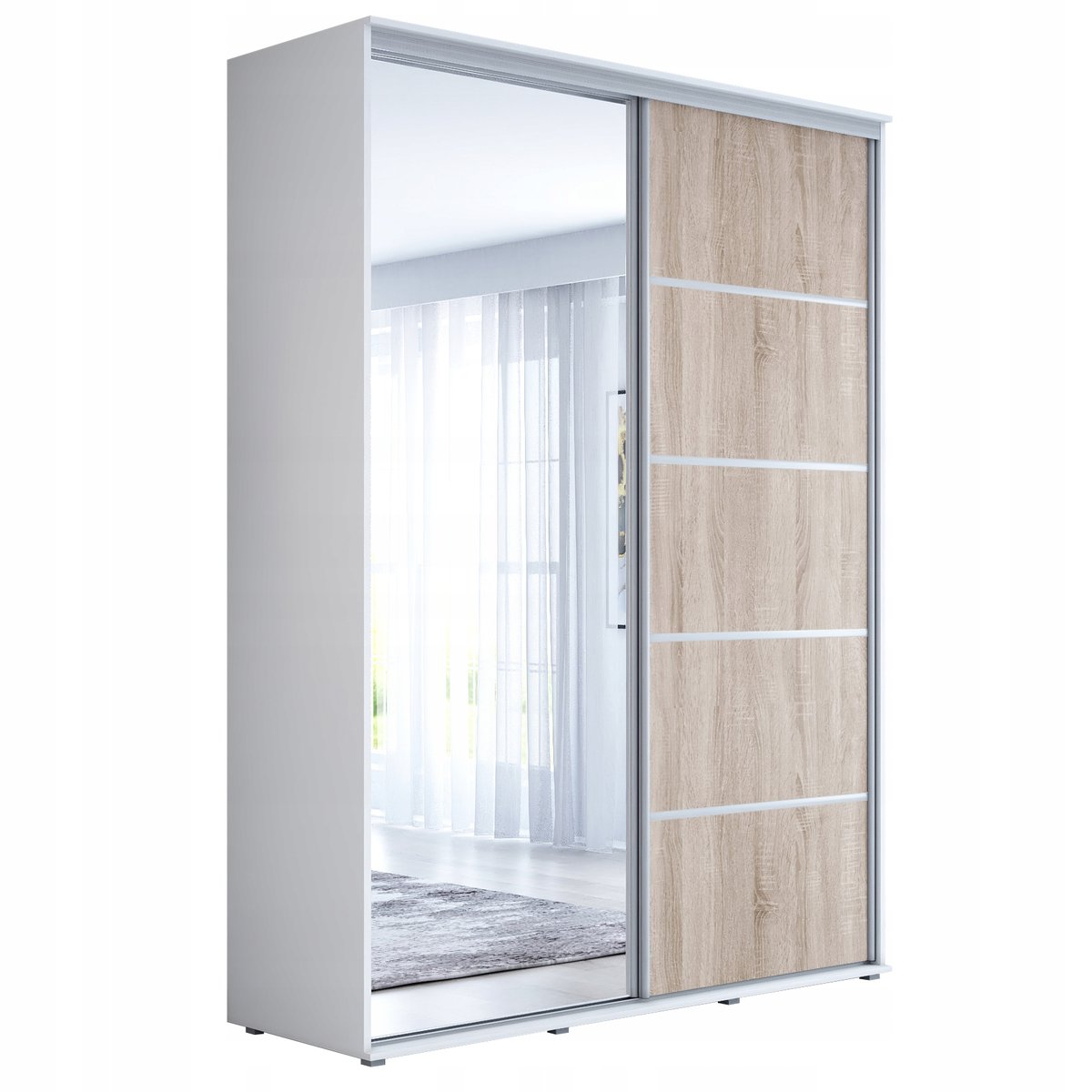 Szafa przesuwna MAJA 1 ALU 160 x 242 x 61 wielokolorowy, wysoka, lustro