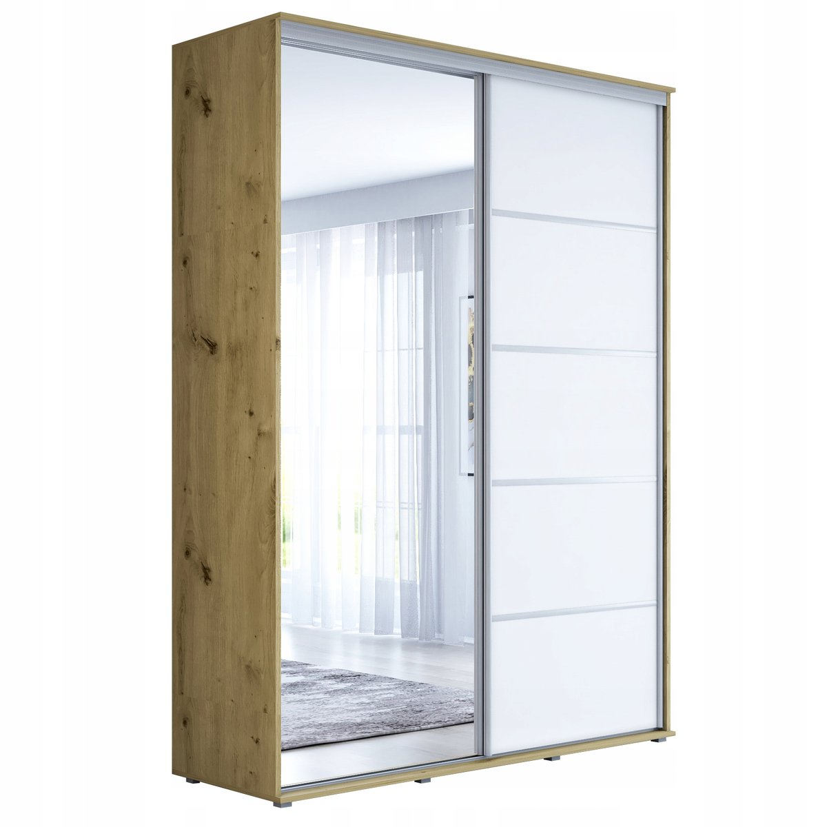 Szafa przesuwna MAJA 1 ALU 160 x 242 x 61 jakość+, lustro