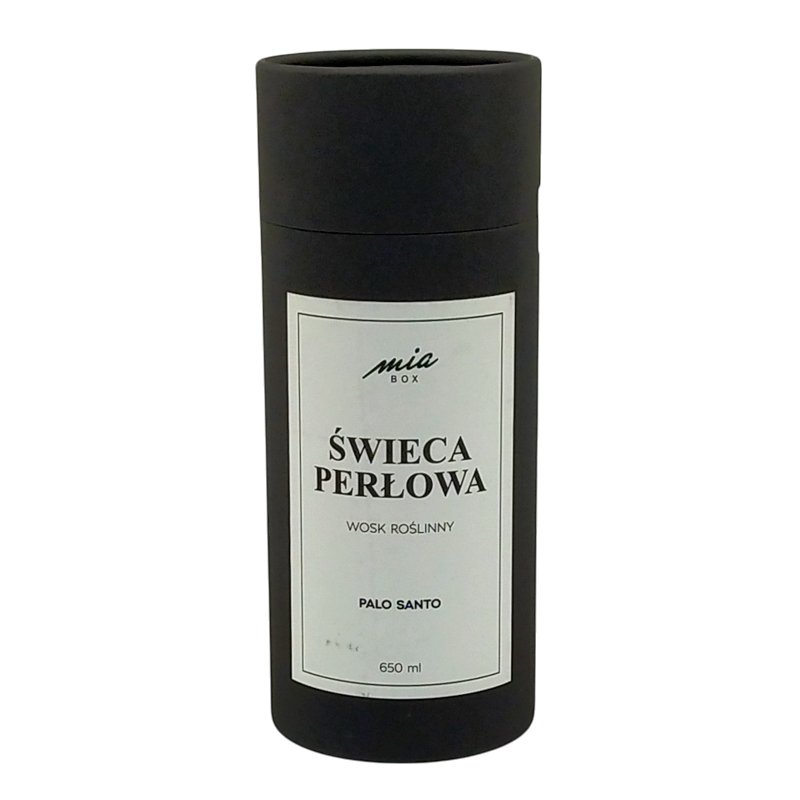 Świeca perłowa 650 ml wosk roślinny, biały, Palo Santo