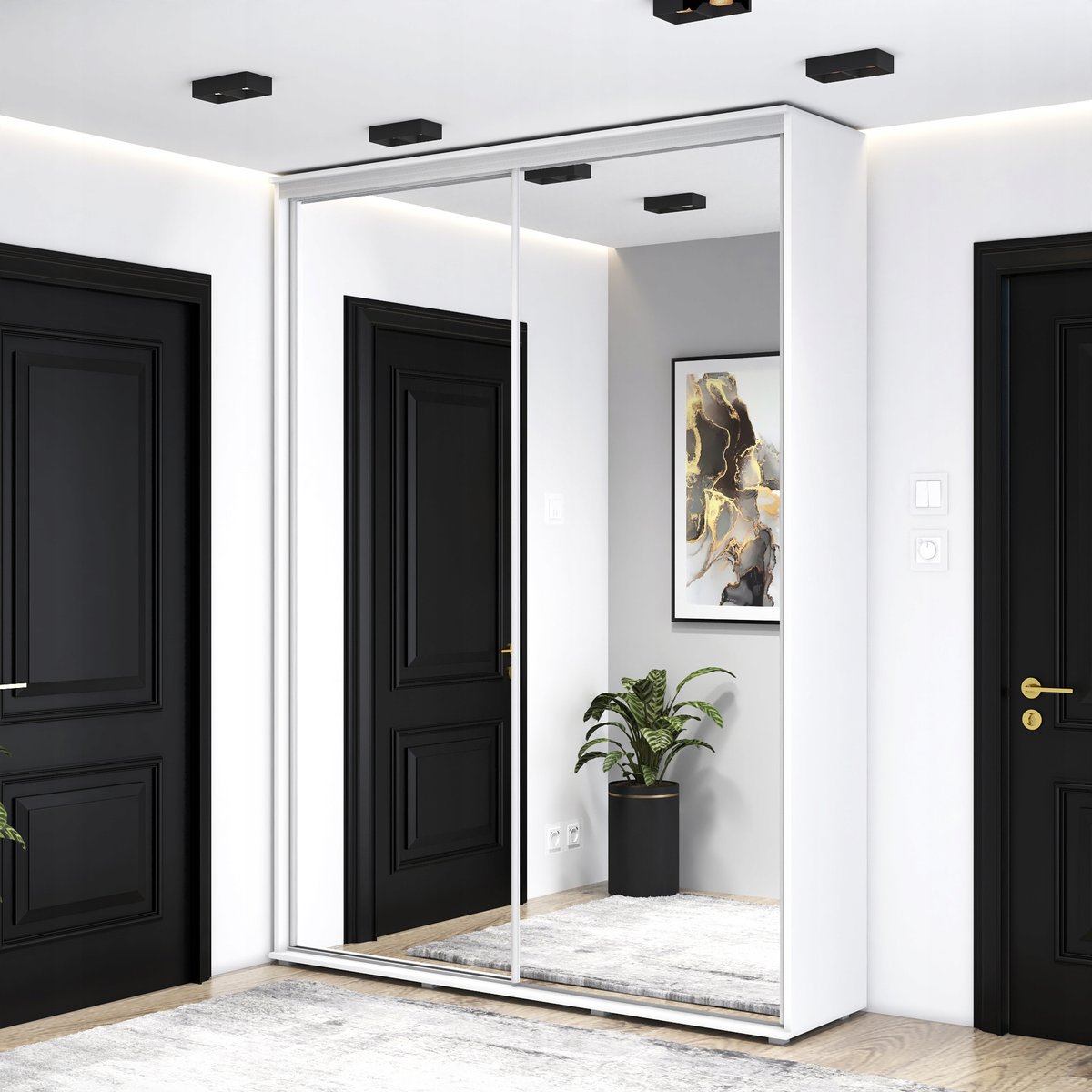 Szafa przesuwna LORIS 2 lustra 120X242X45 wysoka, różne kolory