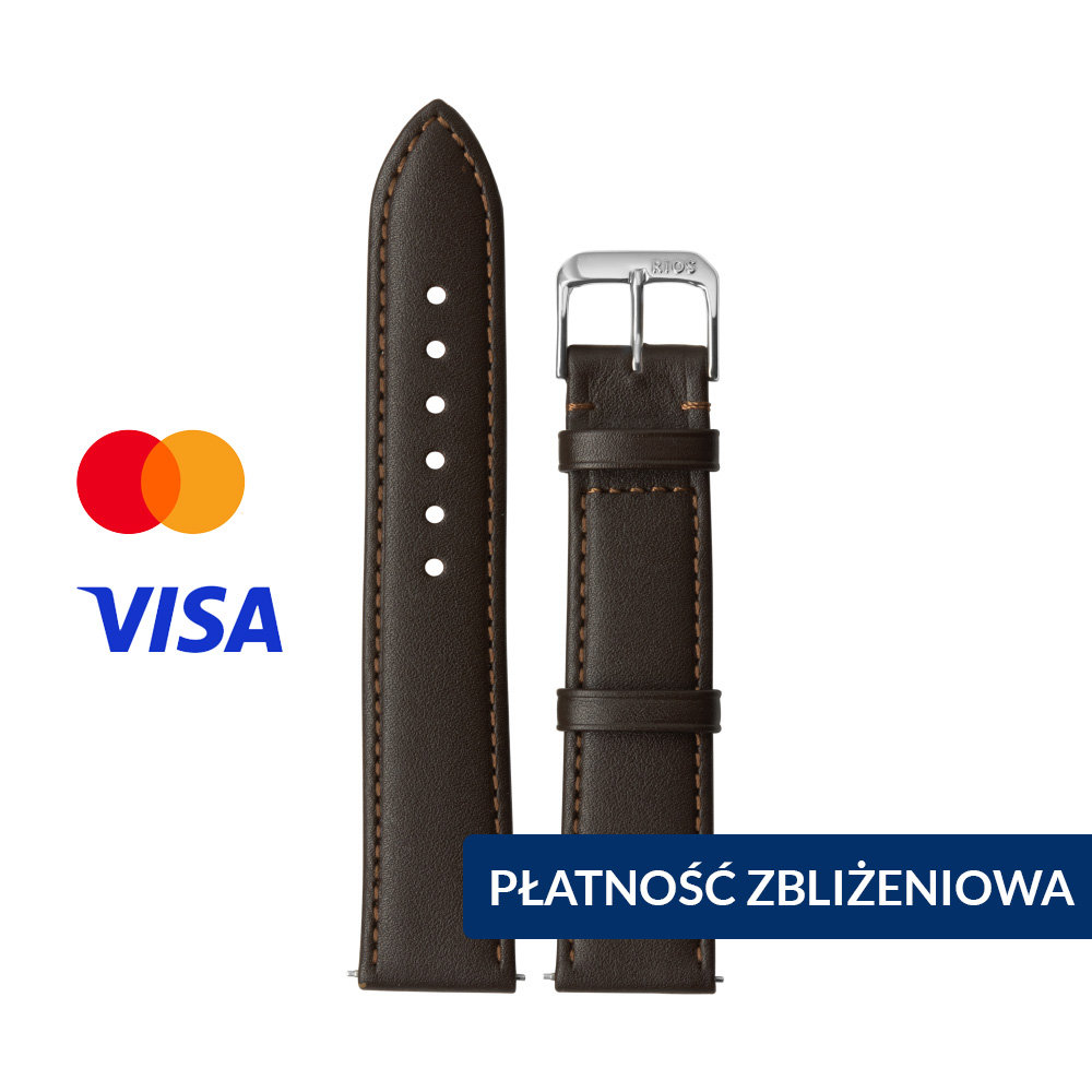 INVIS STRAP TOSCANA MOCHA 20mm – Pasek do zegarka z NFC i płatnościami zbliżeniowymi Naturalna skóra cielęca Certyfikat Mastercard i Visa Ręcz..