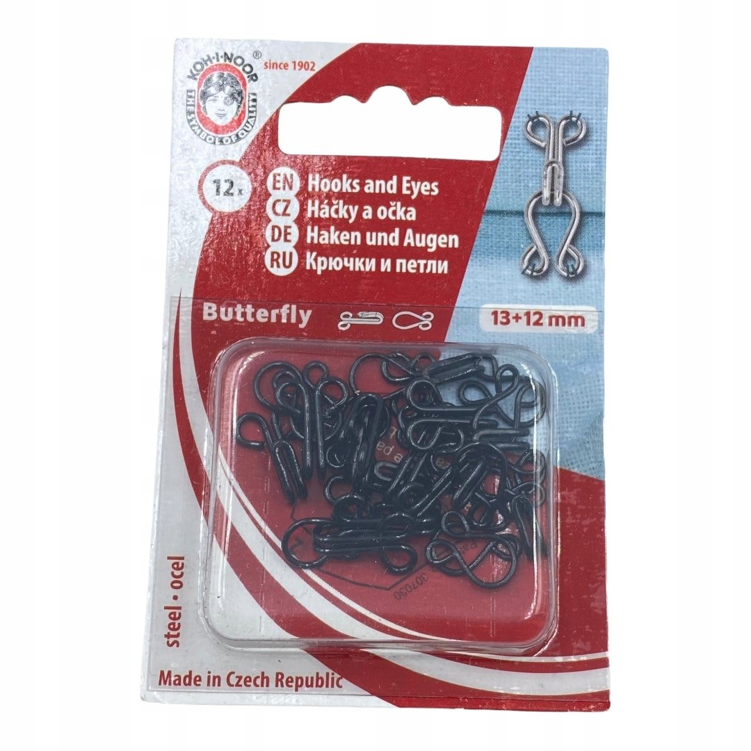 Haftki zapięcia metalowe czarne zestaw 13x12mm