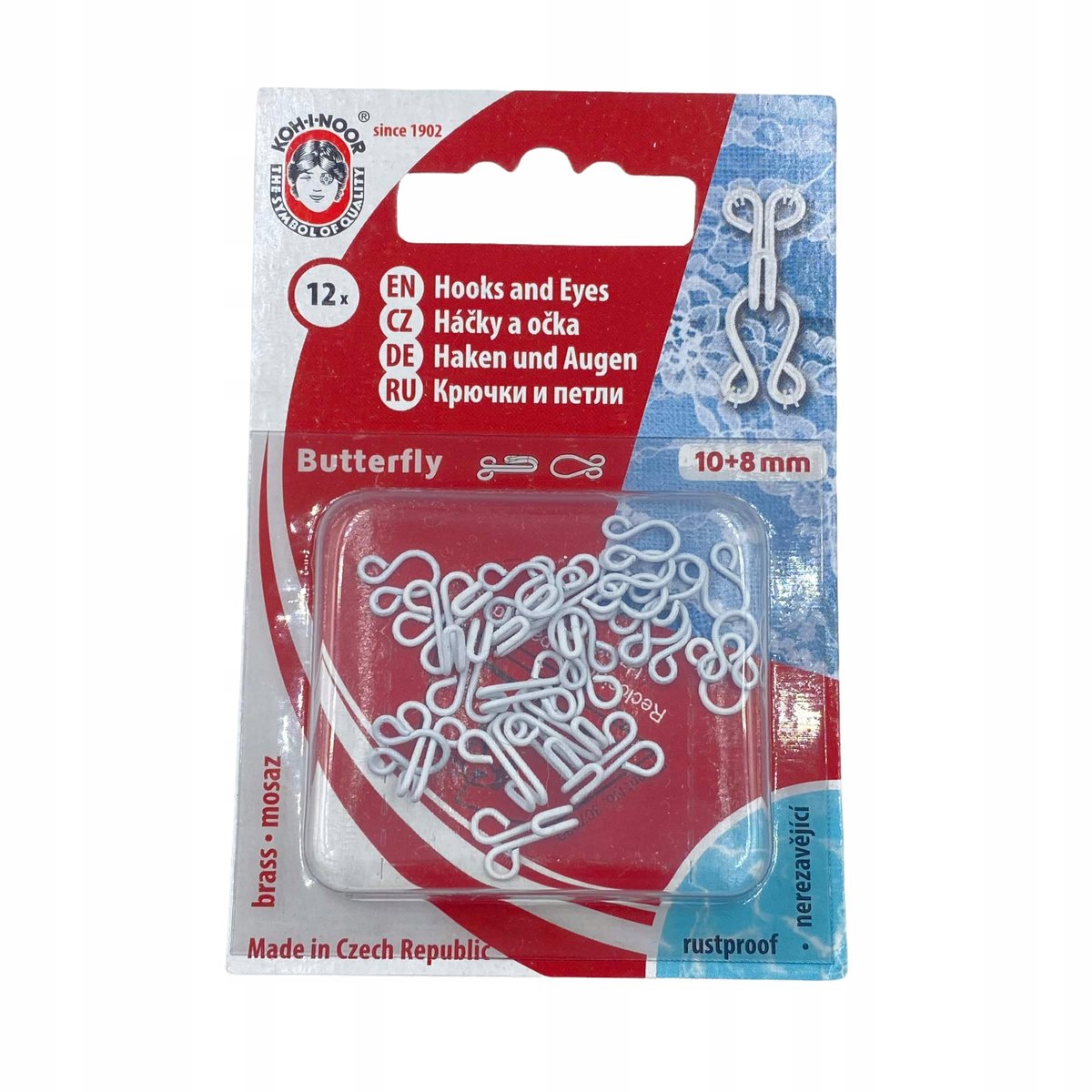 Haftki metalowe zestaw biały 10+8mm