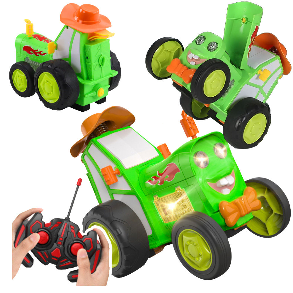 TRAKTOR ZDALNIE STEROWANY CIĄGNIK RC ZIELONY AUTO ŚWIECI SKACZE AKUMULATOR