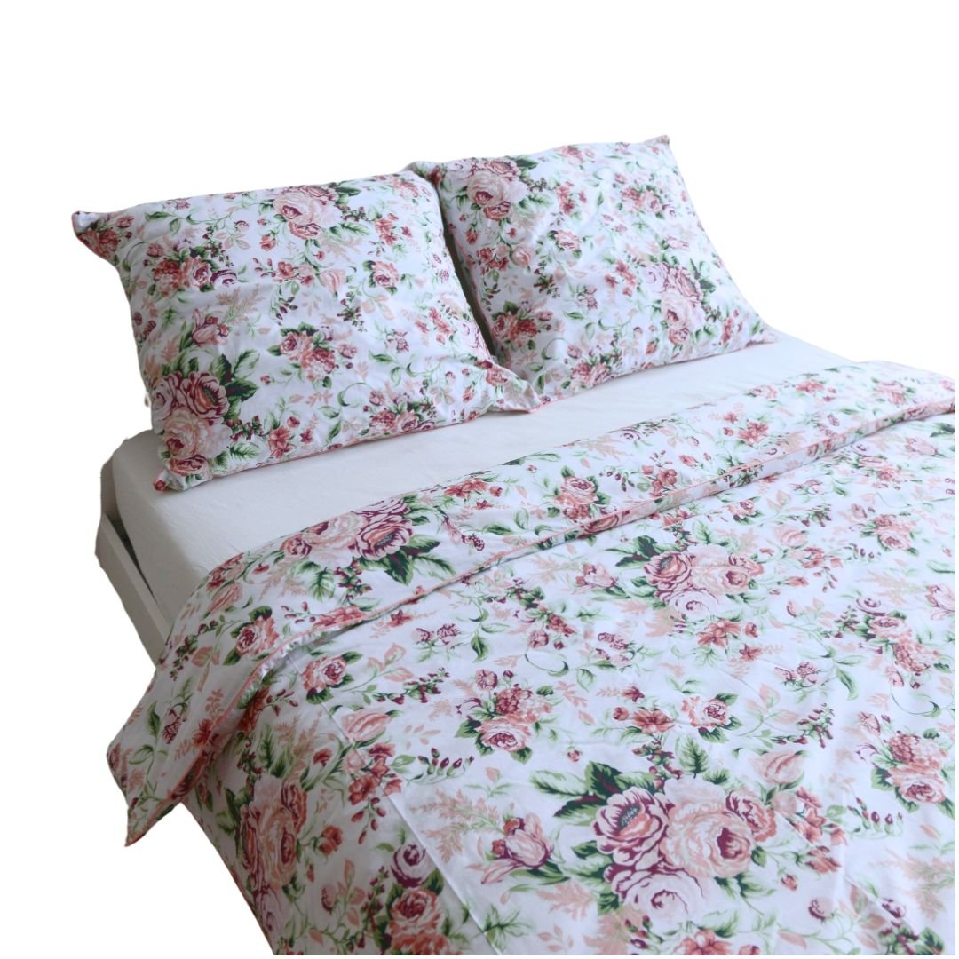 Pościel bawełniana - retro kwiaty [Rozmiar: 140/200 i 70/80]