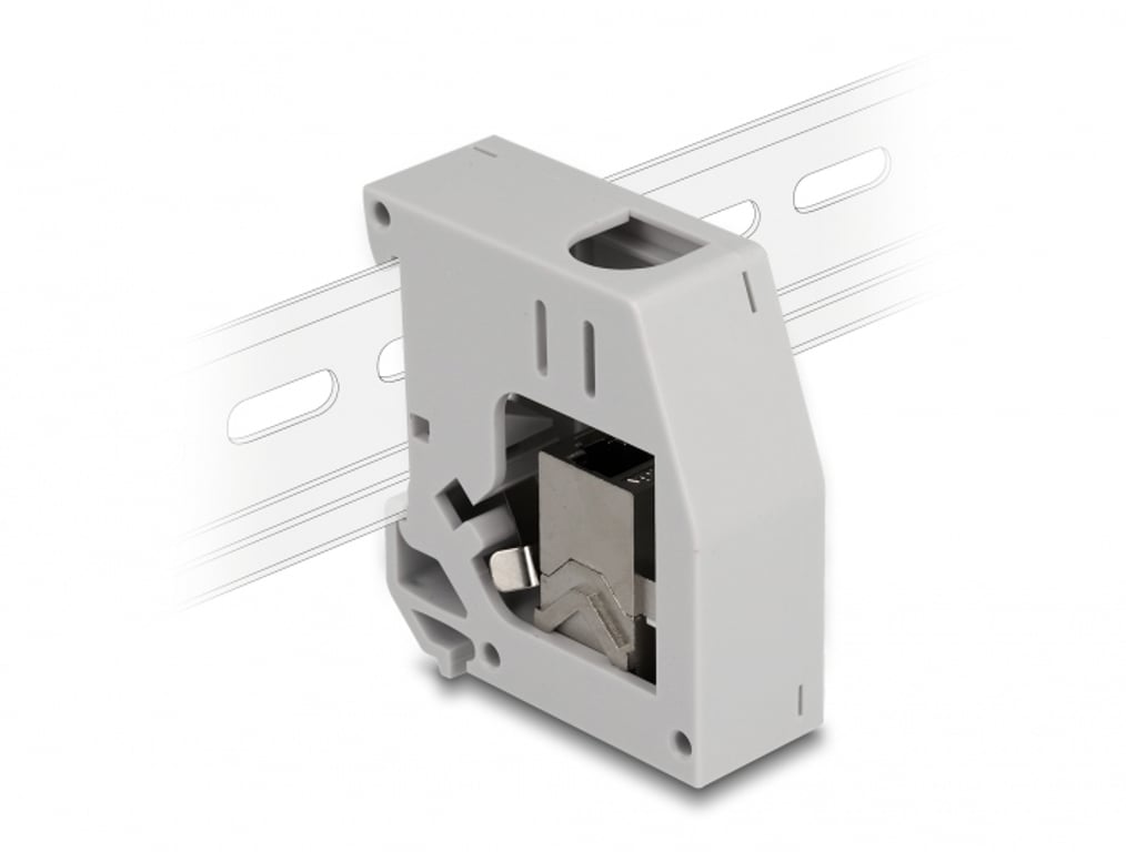 DeLOCK Przejściówka na szynę DIN z modułem Keystone RJ45 żeński do żeńskiego RJ45, Cat.6A