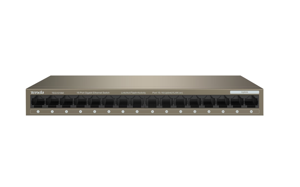 Tenda TEG1016M łącza sieciowe Nie zarządzany Gigabit Ethernet (10/100/1000)