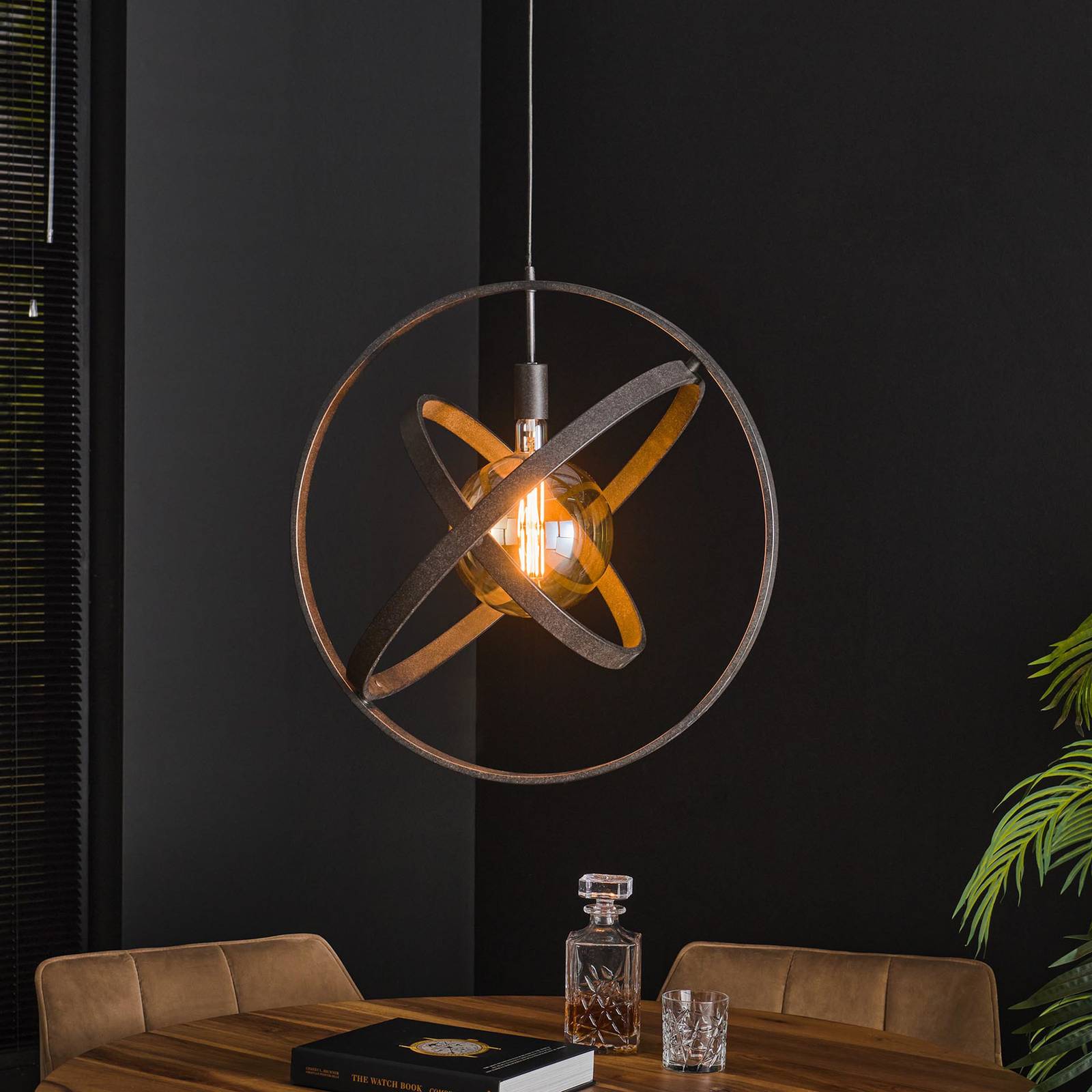 ZIJLSTRA Lampa wisząca Orbit, możliwość ściemniania, czarny, salon / jadalnia, metal
