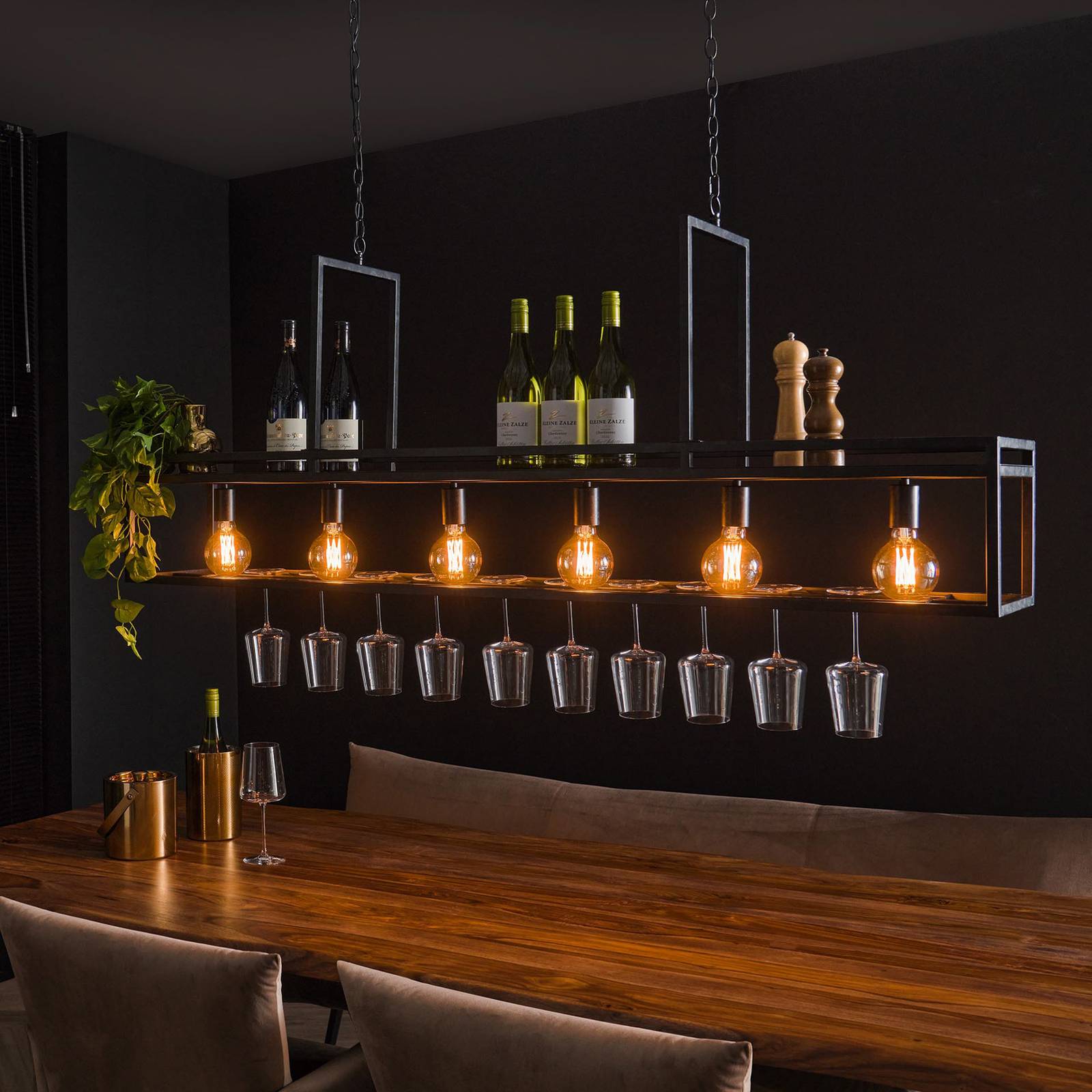 ZIJLSTRA Lampa wisząca Dekorla, możliwość ściemniania, czarny, salon / jadalnia, metal