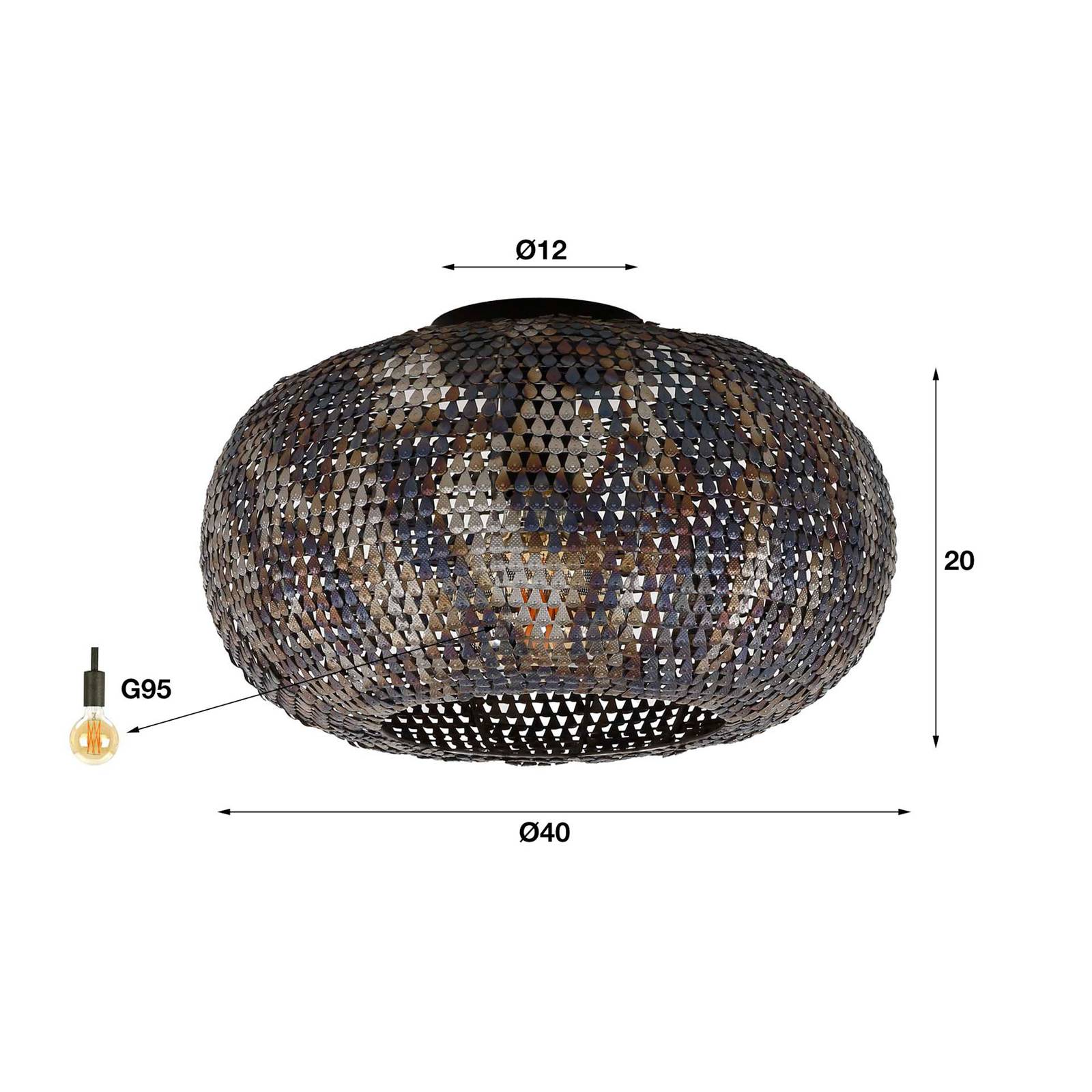 ZIJLSTRA Lampa sufitowa Armor, możliwość ściemniania, czarny, salon / jadalnia, metal