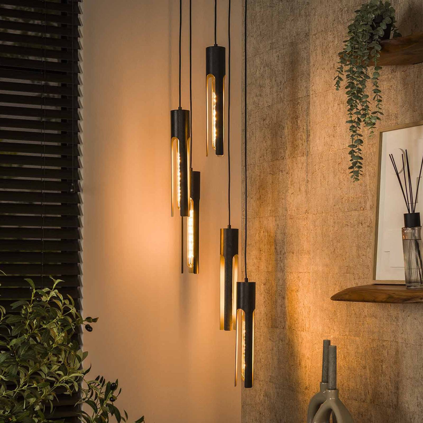 ZIJLSTRA Lampa wisząca Tube, możliwość ściemniania, czarny, salon / jadalnia, metal, nowoczesny
