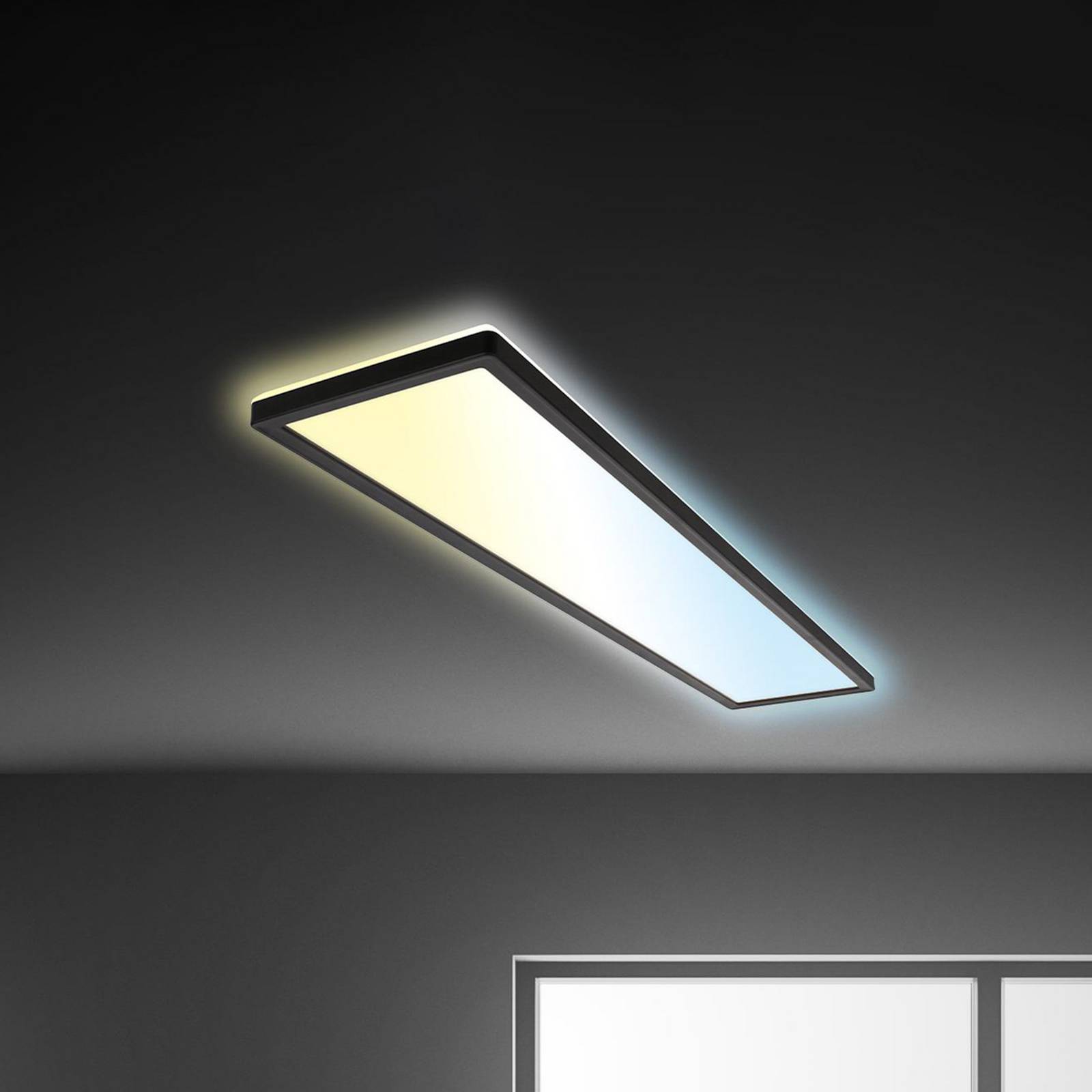 Briloner Lampa sufitowa LED Tava CCT, możliwość ściemniania, czarny, biuro, tworzywo sztuczne