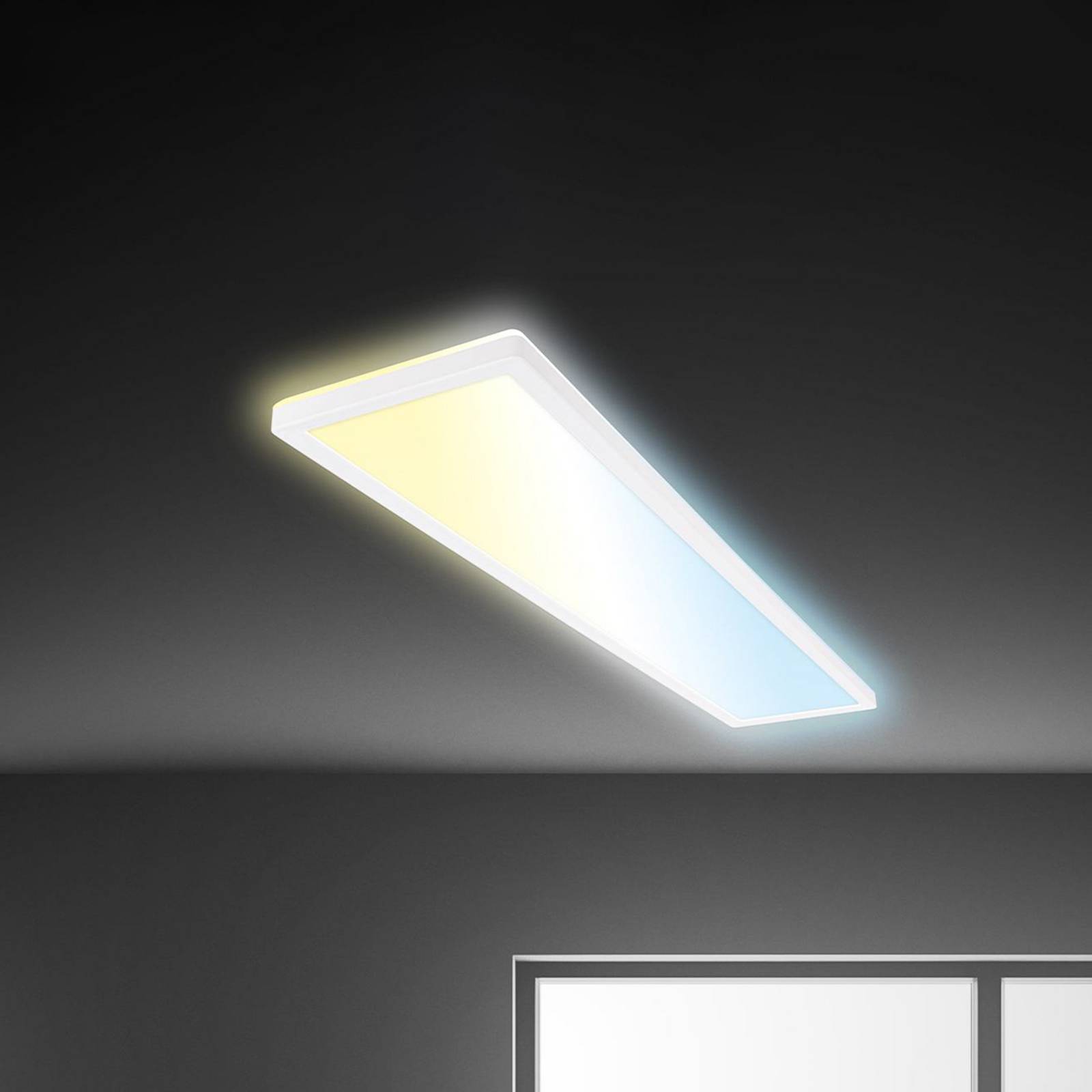 Briloner Lampa sufitowa LED Tava CCT, możliwość ściemniania, biały / opal, biuro, tworzywo sztuczne