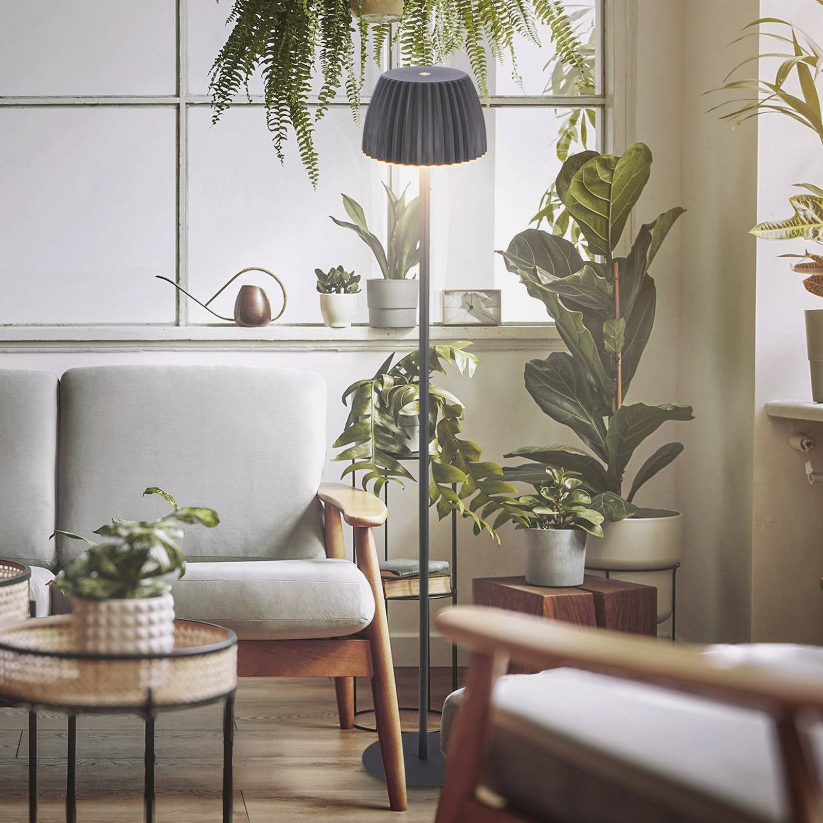 Briloner Lampa stojąca LED Brilo unplugged Riffle, antracytowa