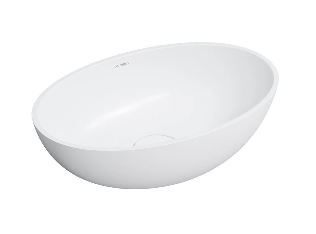 Umywalka nablatowa Omnires Shell M+ 50x32 cm owalna biały mat SHELL500UNBM