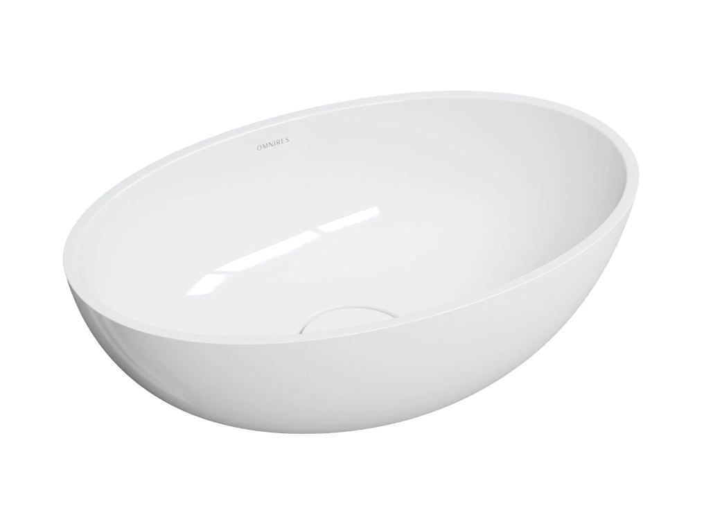 Umywalka nablatowa Omnires Shell M+ 50x32 cm owalna biały połysk SHELL500UNBP