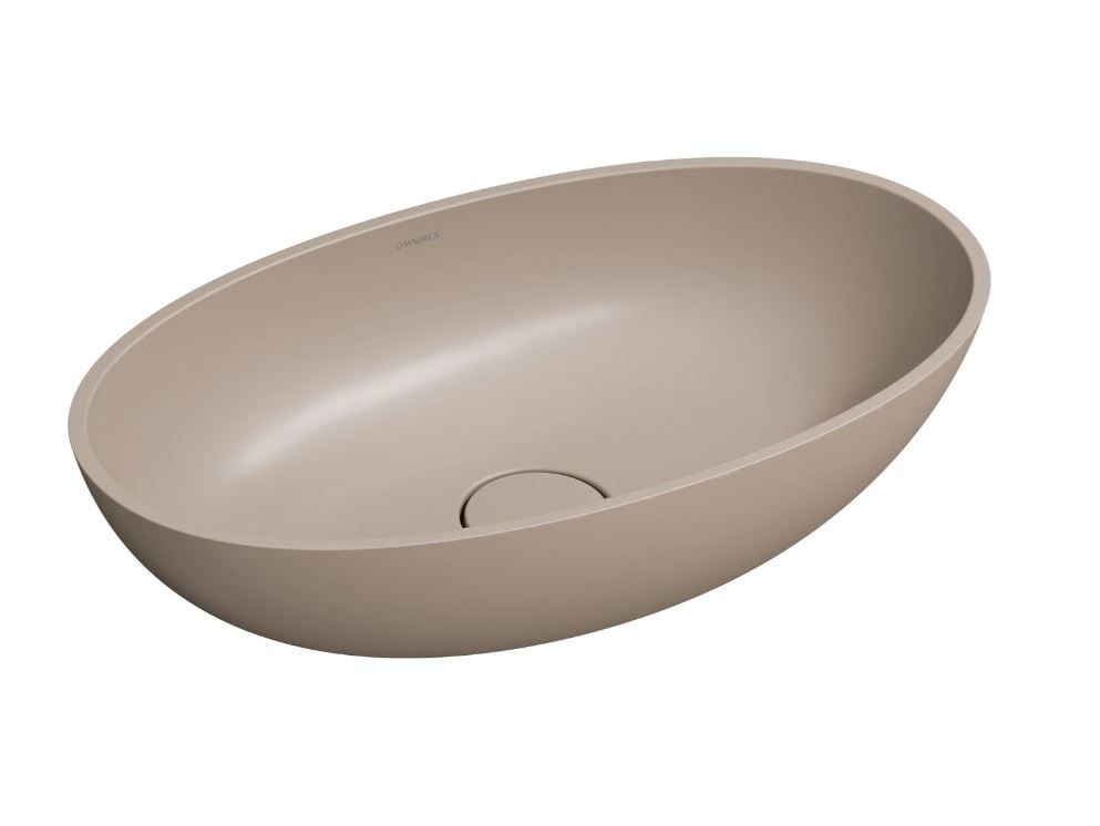 Umywalka nablatowa Omnires Shell M+ 60x35 cm owalna dune beige mat SHELLUNDB