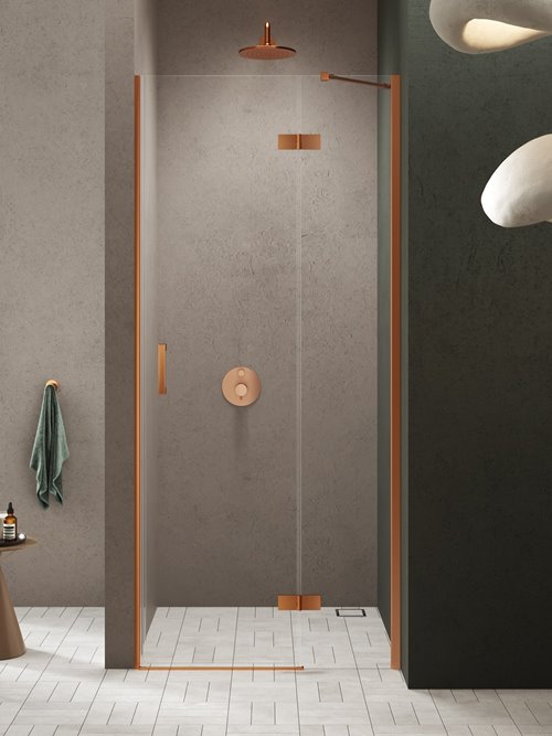Drzwi prysznicowe uchylne prawe kolor miedziany 90 cm D-0920A New Trendy Nesta Copper Brushed