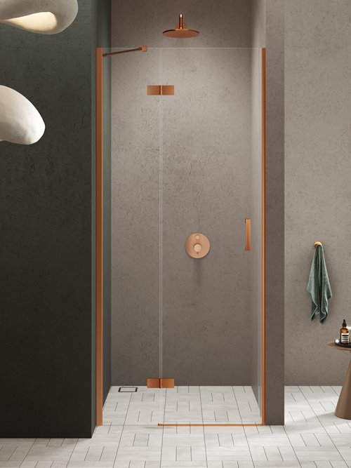 Drzwi prysznicowe uchylne lewe kolor miedziany 100 cm D-0921A New Trendy Nesta Copper Brushed