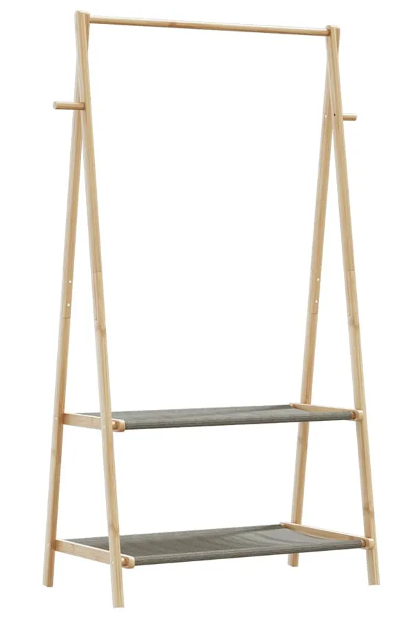 Wieszak na ubrania stojący z materiałowymi półkami 96cm E5-A40