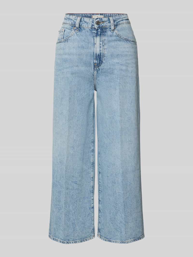 Jeansy o kroju regular fit z szeroką nogawką z czystej bawełny