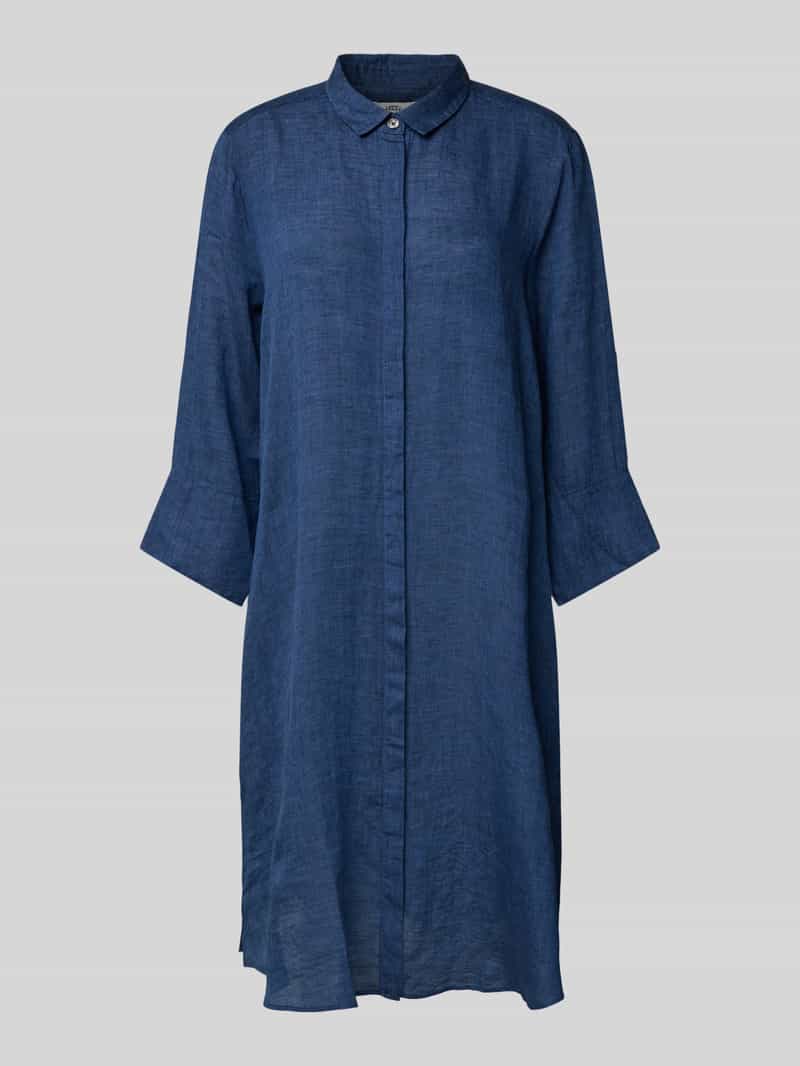 Sukienka koszulowa lniana o długości do kolan z rękawem o dł. 3/4 model ‘GRACY’