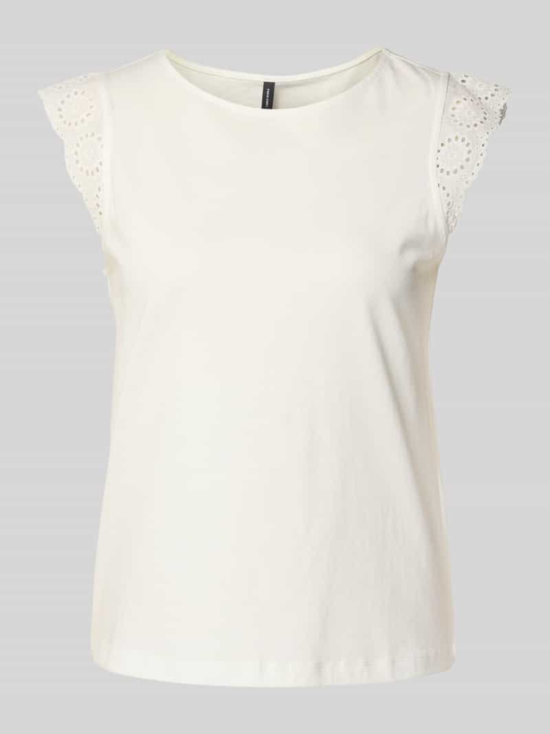 T-shirt o kroju regular fit z haftem angielskim model ‘EMILY’