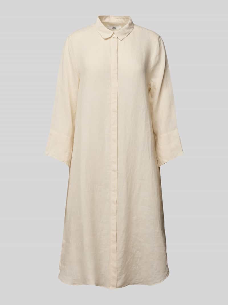 Sukienka koszulowa lniana o długości do kolan z rękawem o dł. 3/4 model ‘GRACY’