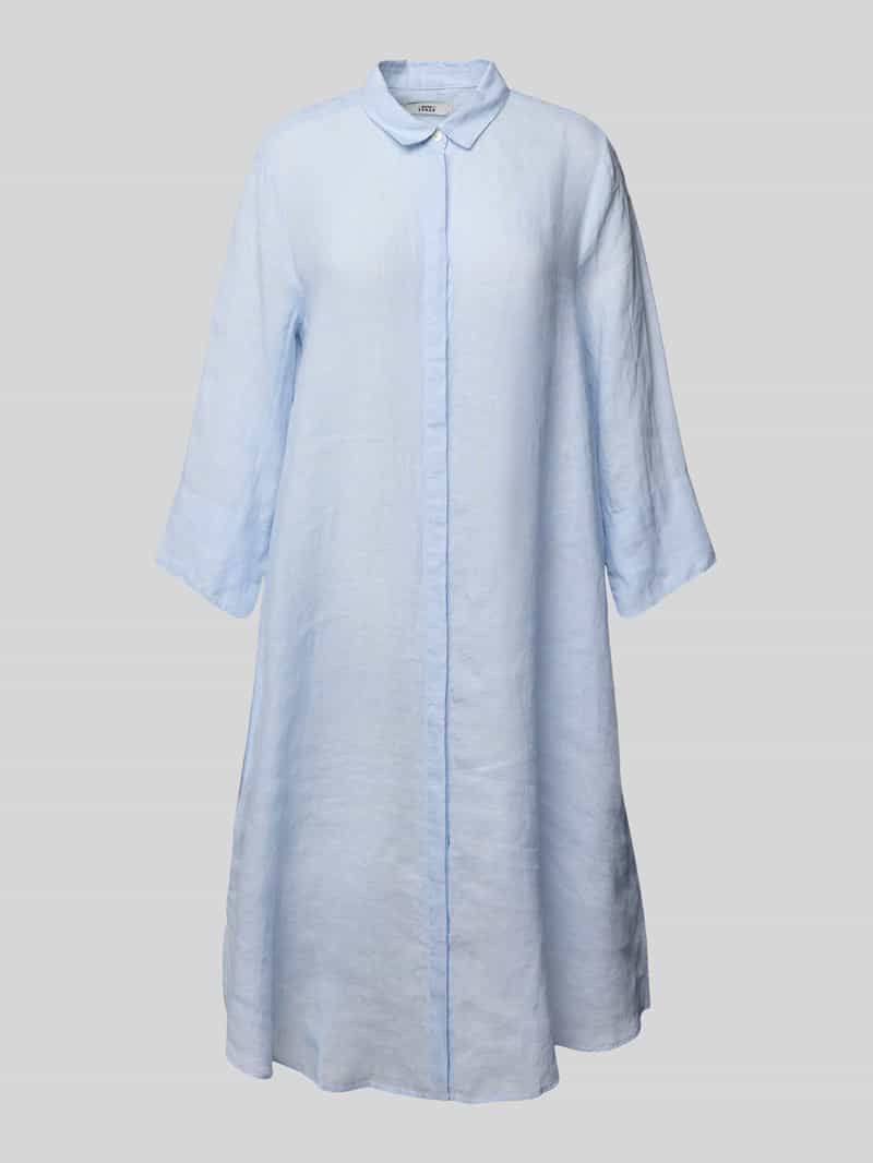 Sukienka koszulowa lniana o długości do kolan z rękawem o dł. 3/4 model ‘GRACY’