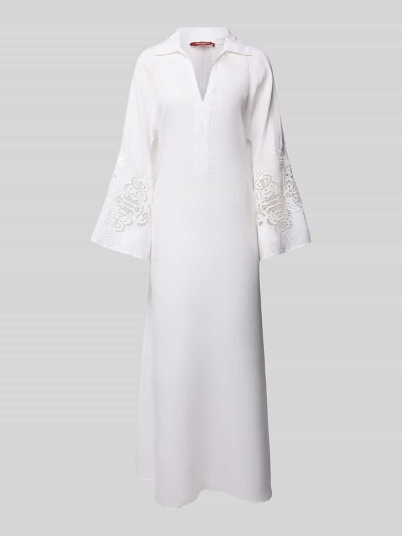 Sukienka lniana z haftem angielskim model ‘STRANO’