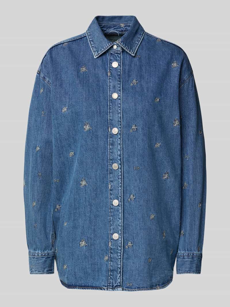 Bluzka jeansowa o kroju relaxed fit z wyhaftowanym motywem model ‘BLOSSOM’