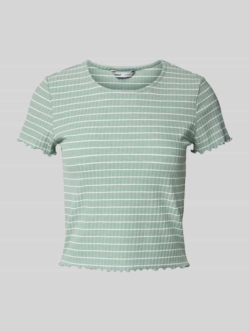 T-shirt o kroju slim fit z dodatkiem wiskozy model ‘EMMA’