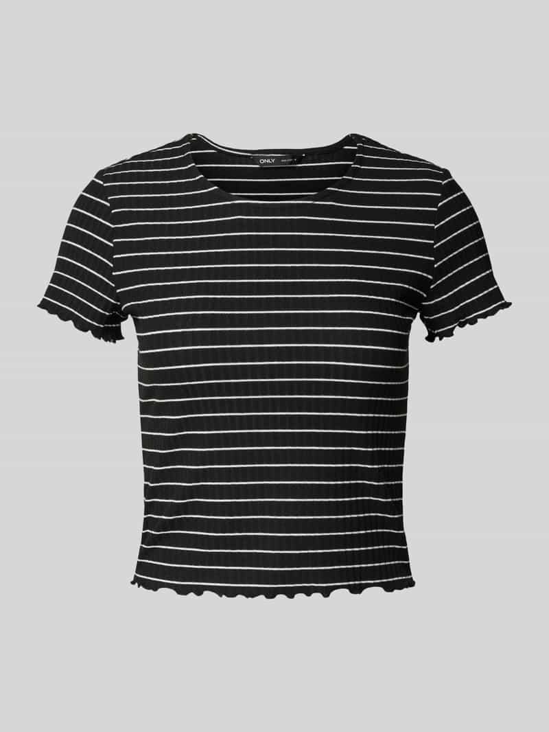 T-shirt o kroju slim fit z dodatkiem wiskozy model ‘EMMA’