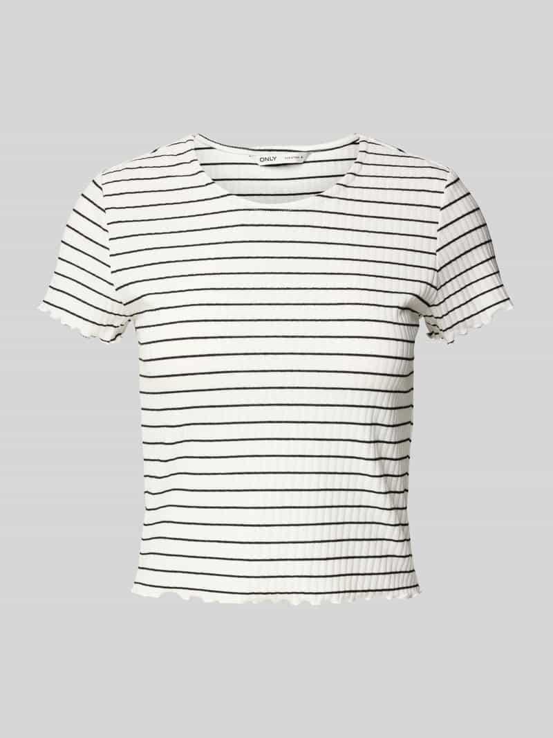 T-shirt o kroju slim fit z dodatkiem wiskozy model ‘EMMA’