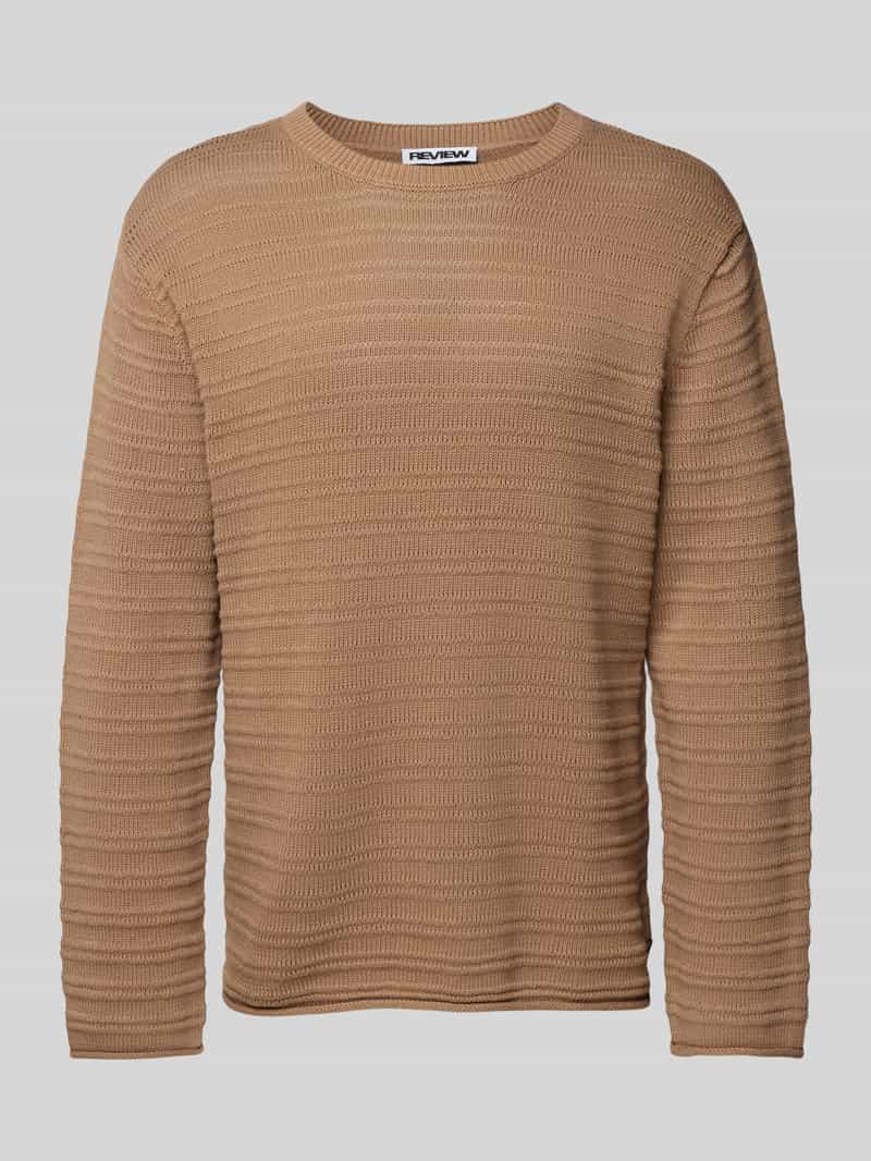 Sweter z dzianiny z prążkowanymi wykończeniami