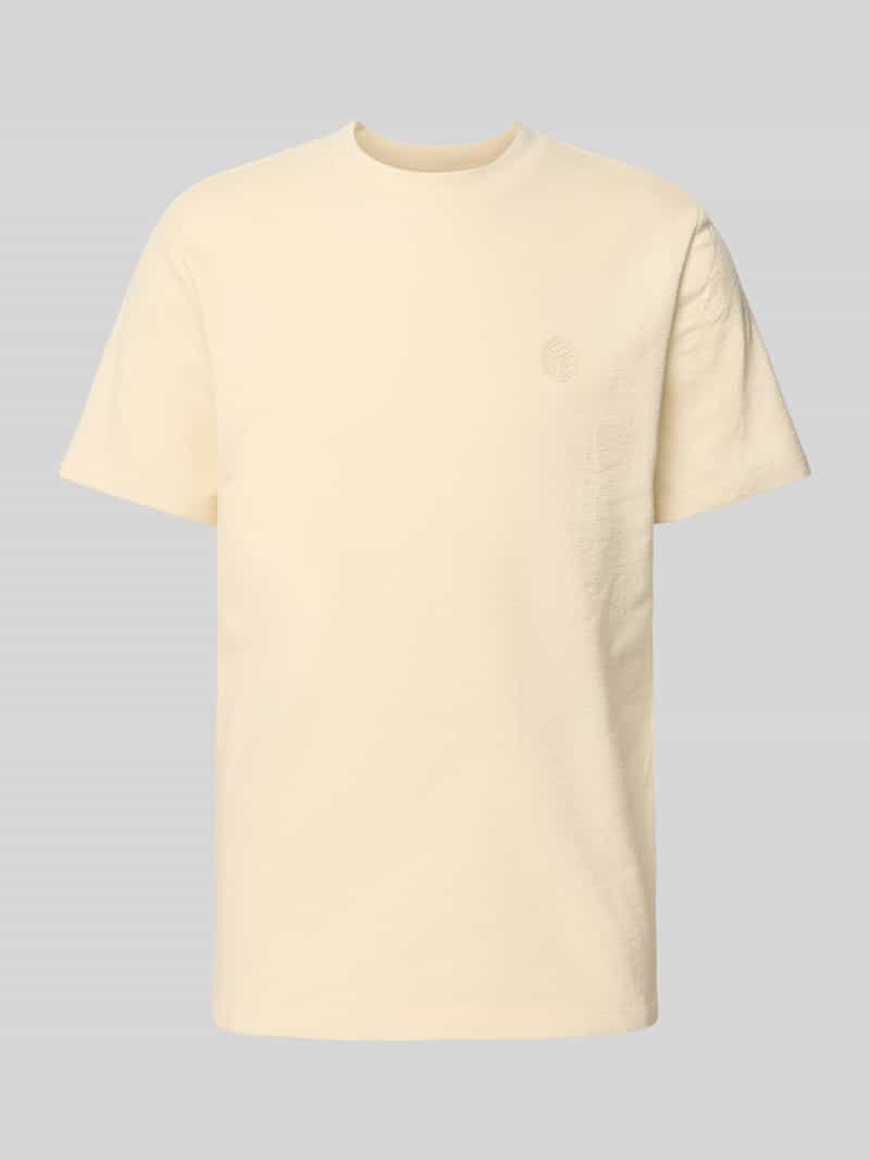 T-shirt z prążkowanym okrągłym dekoltem