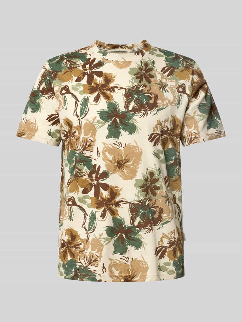 T-shirt z prążkowanym, okrągłym dekoltem model ‘JEMO’