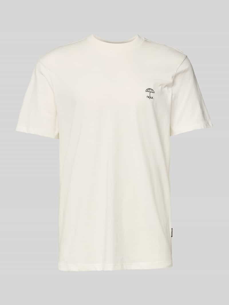 T-shirt z prążkowanym, okrągłym dekoltem model ‘JENS’