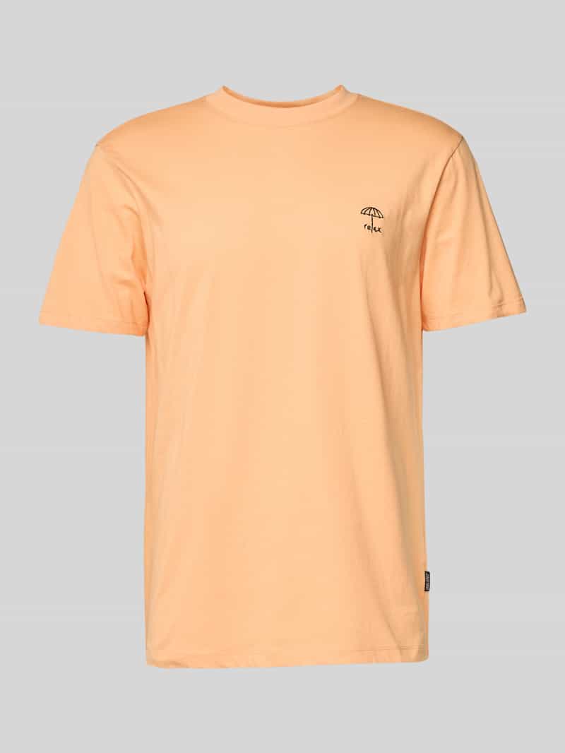 T-shirt z prążkowanym, okrągłym dekoltem model ‘JENS’