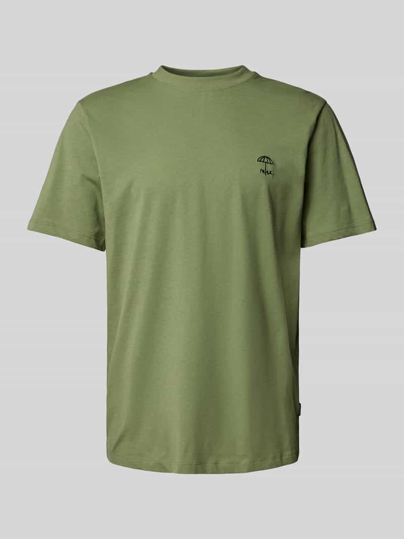 T-shirt z prążkowanym, okrągłym dekoltem model ‘JENS’