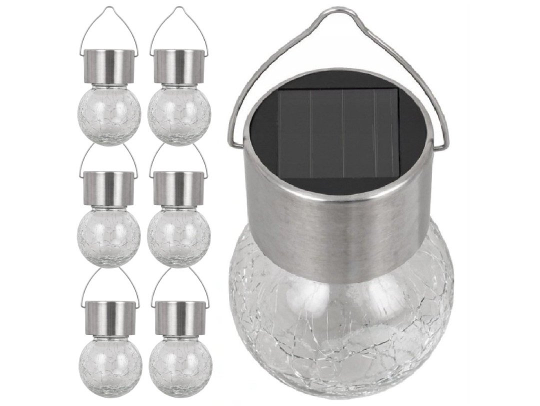 6X Lampka Solarna Ogrodowa Led Wisząca Żarówka