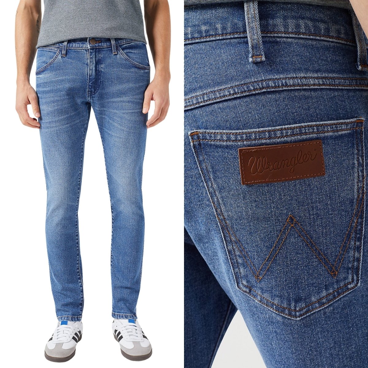 Wrangler BRYSON SKINNY Guardian SPODNIE JEANSOWE RURKI BLUE DżINS W30 L34