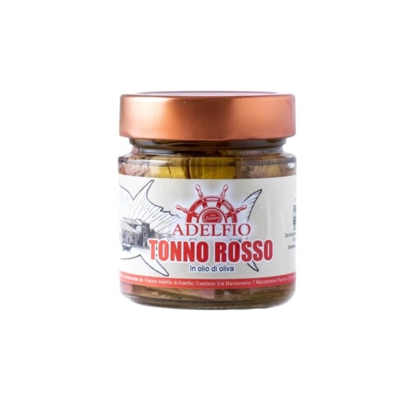 Filety z czerwonego tuńczyka w oliwie z oliwek, 235 g (Tonno Rosso) / Adelfio