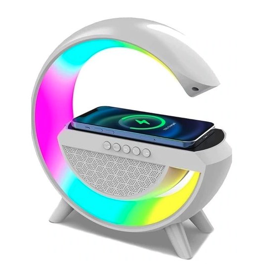 LAMPKA NOCNA LED RGB Głośnik Ładowarka Indukcyjna QI USB